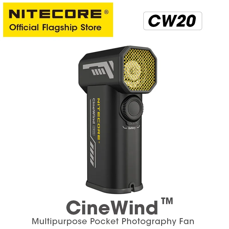 NITECORE CW20 다목적 포켓 사진 팬 전기 휴대용 팬 Canon Sony 짧은 비디오 캠핑을위한 무단 바람 송풍기