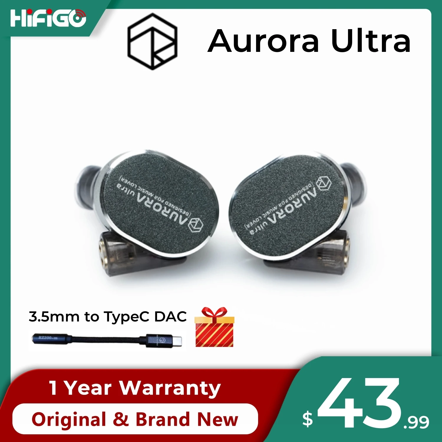 ROSESELSA Aurora Ultra 1DD+1 평면 듀얼 드라이버 하이브리드 이어폰형 이어폰 HiFi 음악 게임용 이어버드(3.5mm ~ Type C DAC 포함)