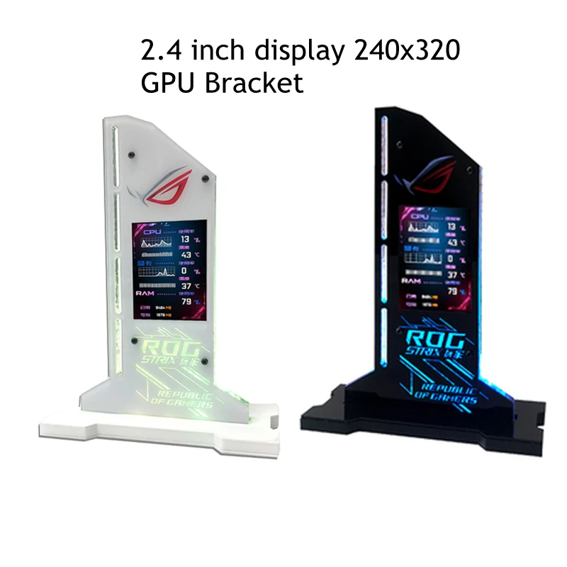그래픽 비디오 카드 브래킷 VGA 홀더 2.4 인치 LCD 디스플레이 지원 RGB CPU GPU RAM 모니터 AIDA64 PC 게이머 캐비닛 DIY