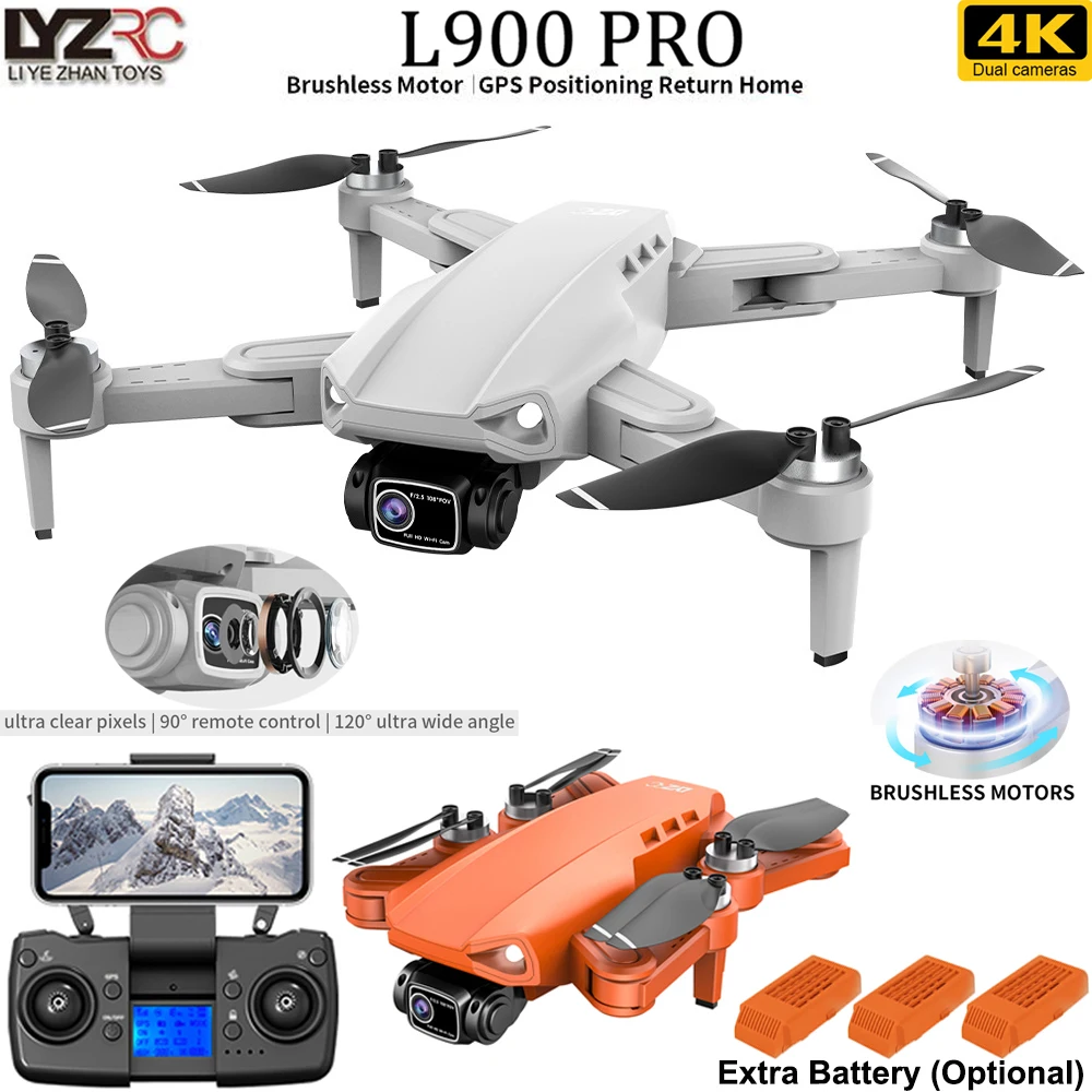 LYZRC L900 PRO 드론 4K 전문 듀얼 HD 카메라 사진 광학 흐름 1.2KM 5G WiFi GPS 브러시리스 RC 쿼드콥터 장난감 선물