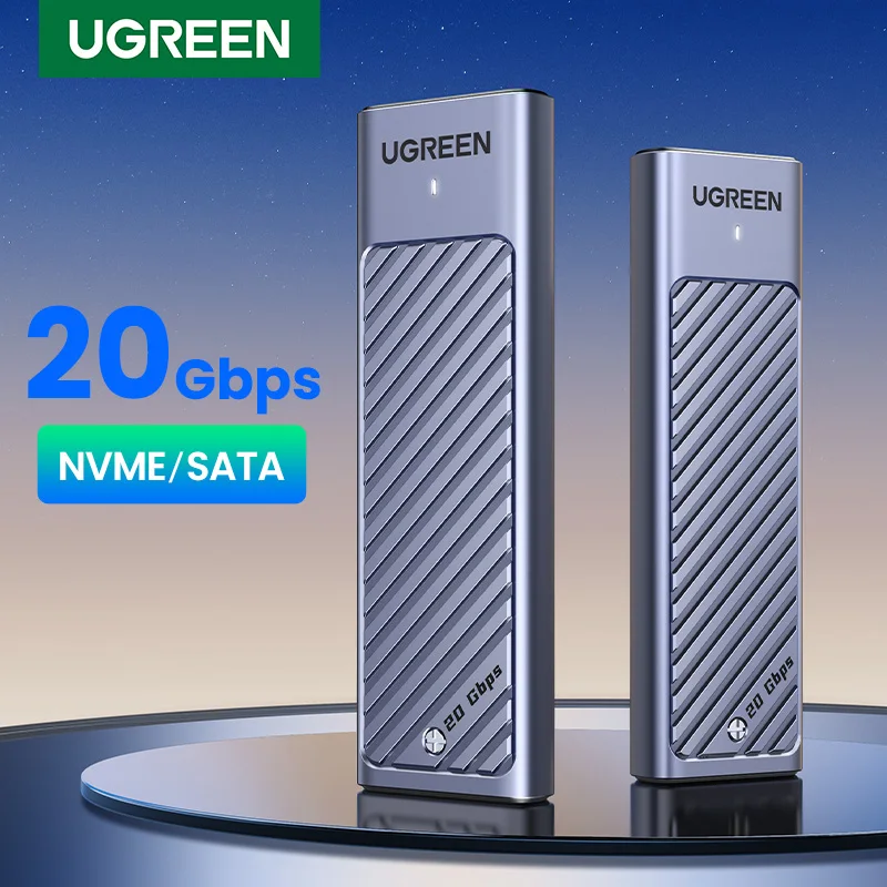 UGREEN M2 SSD 케이스 M.2 NVMe SATA SSD 외장 케이스 어댑터 20Gbps USB 3.2 Gen2 USB C 외장 케이스 M 및 B&M 키 지원