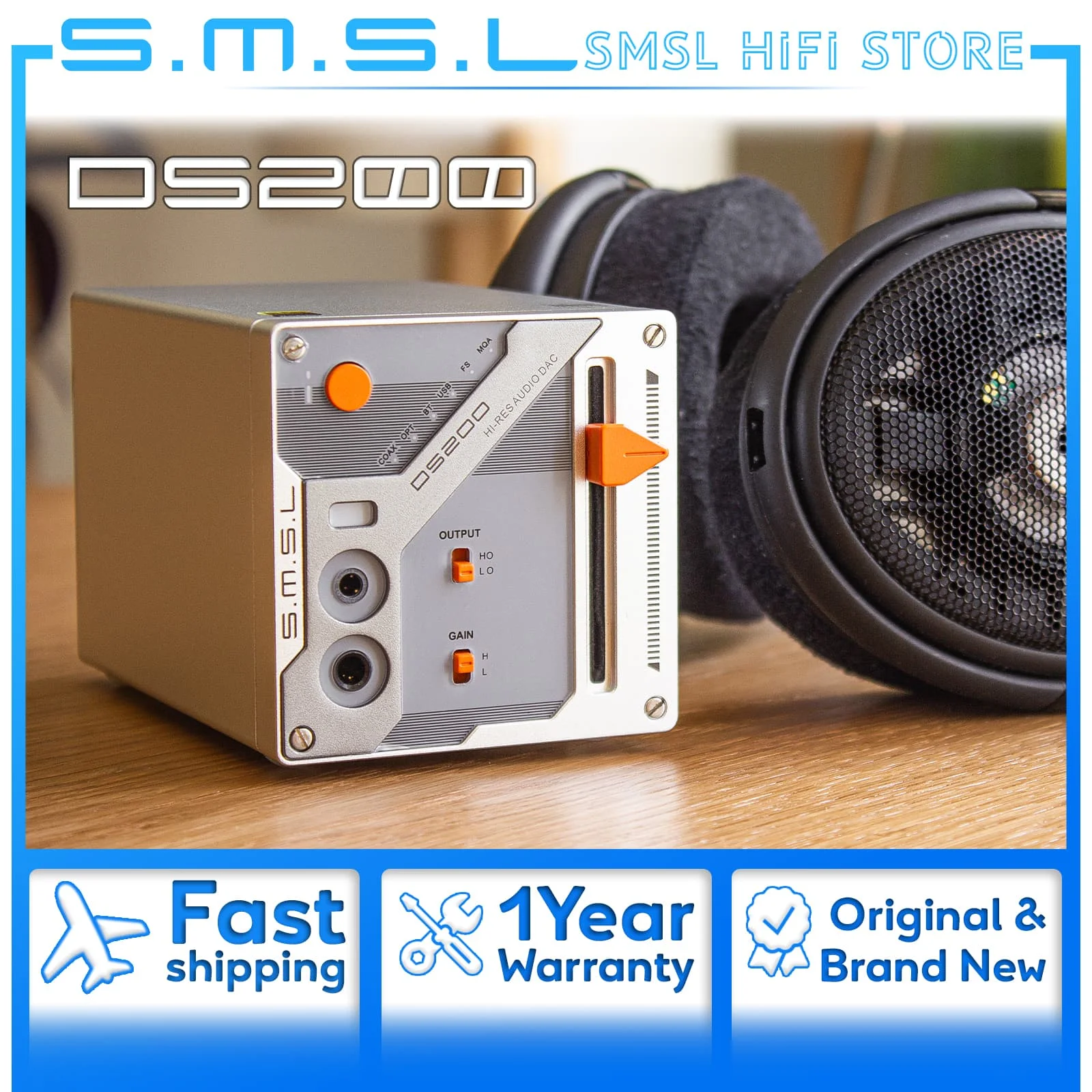 SMSL DS200 고해상도 오디오 디코더 CS43131x2 지원 USB DAC Bluetooth5.1 광 동축 3.5mm 4.4mm 출력 헤드폰 앰프
