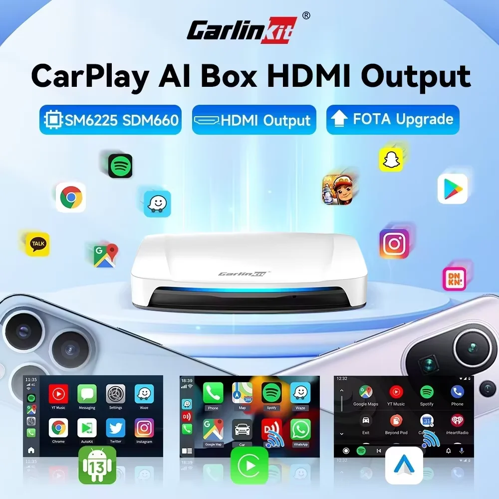 CarlinKit HDMI 무선 카플레이 AI 박스, 안드로이드 13 카플레이, 안드로이드 자동 TV 비디오 박스, 퀄컴 SDM660, 8 코어 분할 화면, 2026  신제품