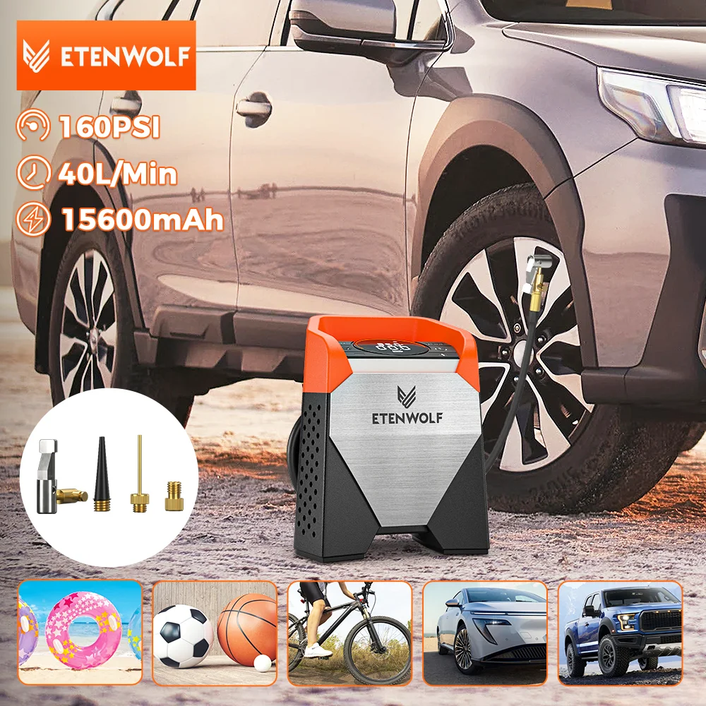 에텐울프 제피르 S3/S5 휴대용 타이어 공기 주입기 100% 작동률 7800/15600mAh 자동차 자전거 공기 펌프 (신제품)