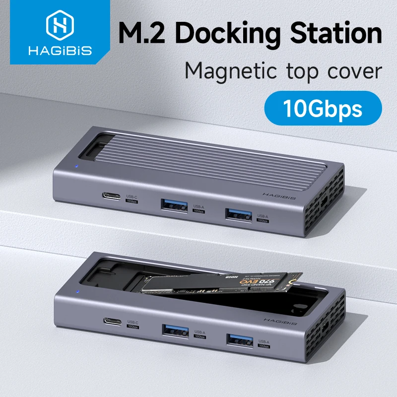Hagibis M.2 SSD 인클로저, USB C 허브 마그네틱 커버, 외장 하드 드라이브 케이스, 맥북 PC용 썬더볼트 4/3 호환 가능