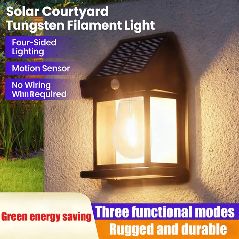강력한 태양광 벽등 방수 LED 램프 주택 정원 울타리 장식 조명 센서 태양 에너지 벽 랜턴 LED