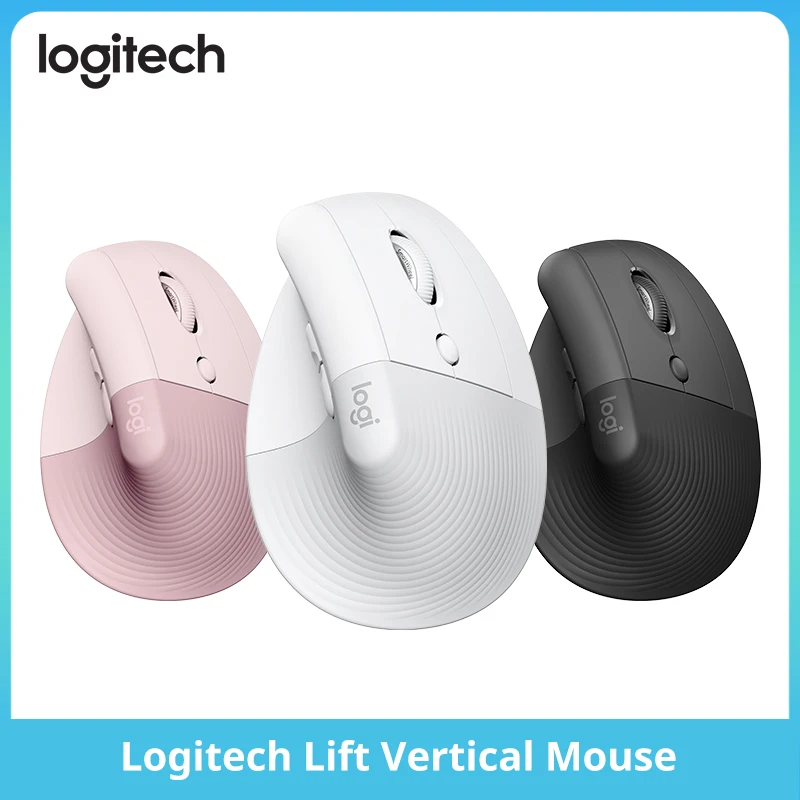 Logitech Lift 수직 마우스 인체 공학적 무선 무음 클릭 Bluetooth/Usb 듀얼 모드 Pc 노트북 태블릿 손목 통증