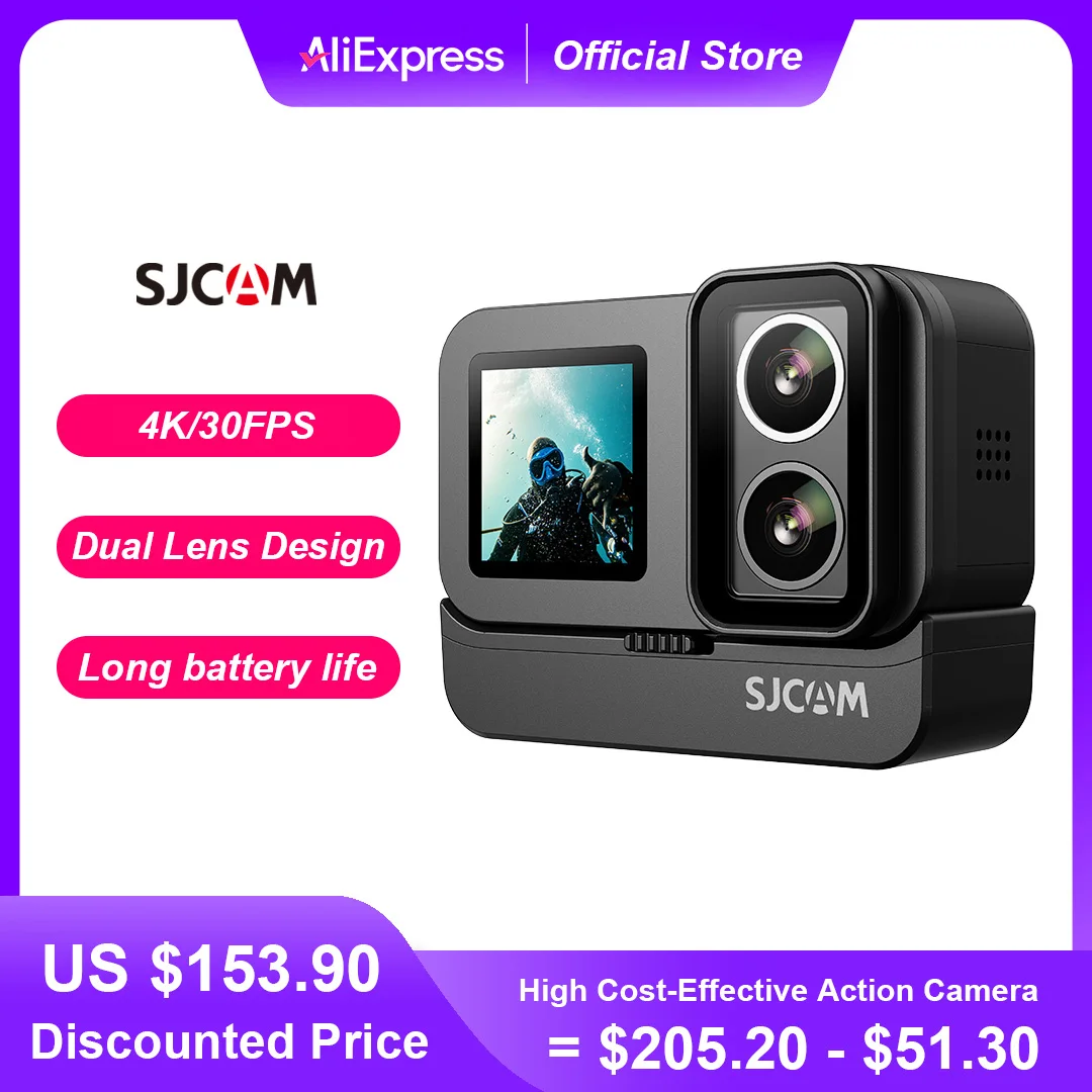 SJCAM SJ20 4K 손떨림 방지 액션 카메라, 듀얼 렌즈 방수, 5G 와이파이 터치 스크린, 모션 감지 다기능 스포츠 캠