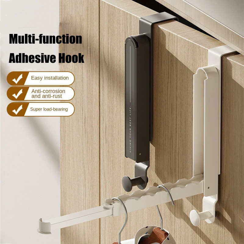 1/2pcs 접는 벽 걸이 휴대용 건조 랙 숨겨진 가운 수건 코트 후크 도어 백 후크 확장 가능한 끈적 수건 걸이