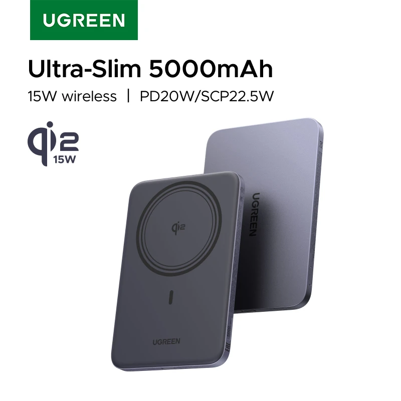 유그린 울트라 슬림 20W Qi2 15W 마그네틱 보조배터리 5000mAh 파워뱅크 (아이폰 17 Pro용, 맥세이프 무선 고속 충전)