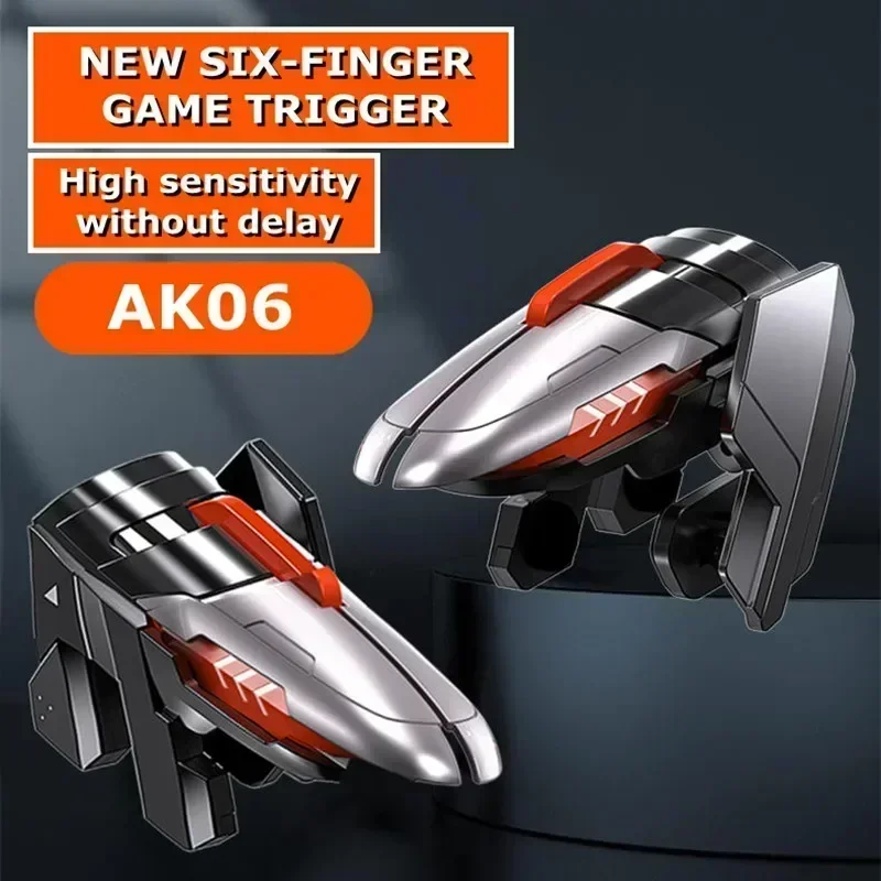 메모 6 손가락 휴대 전화 ABS 게임 트리거 AK06 PUBG 목표 슈팅 IOS 안드로이드 게임 패드 컨트롤러 용 L1 R1 합금 키 버튼