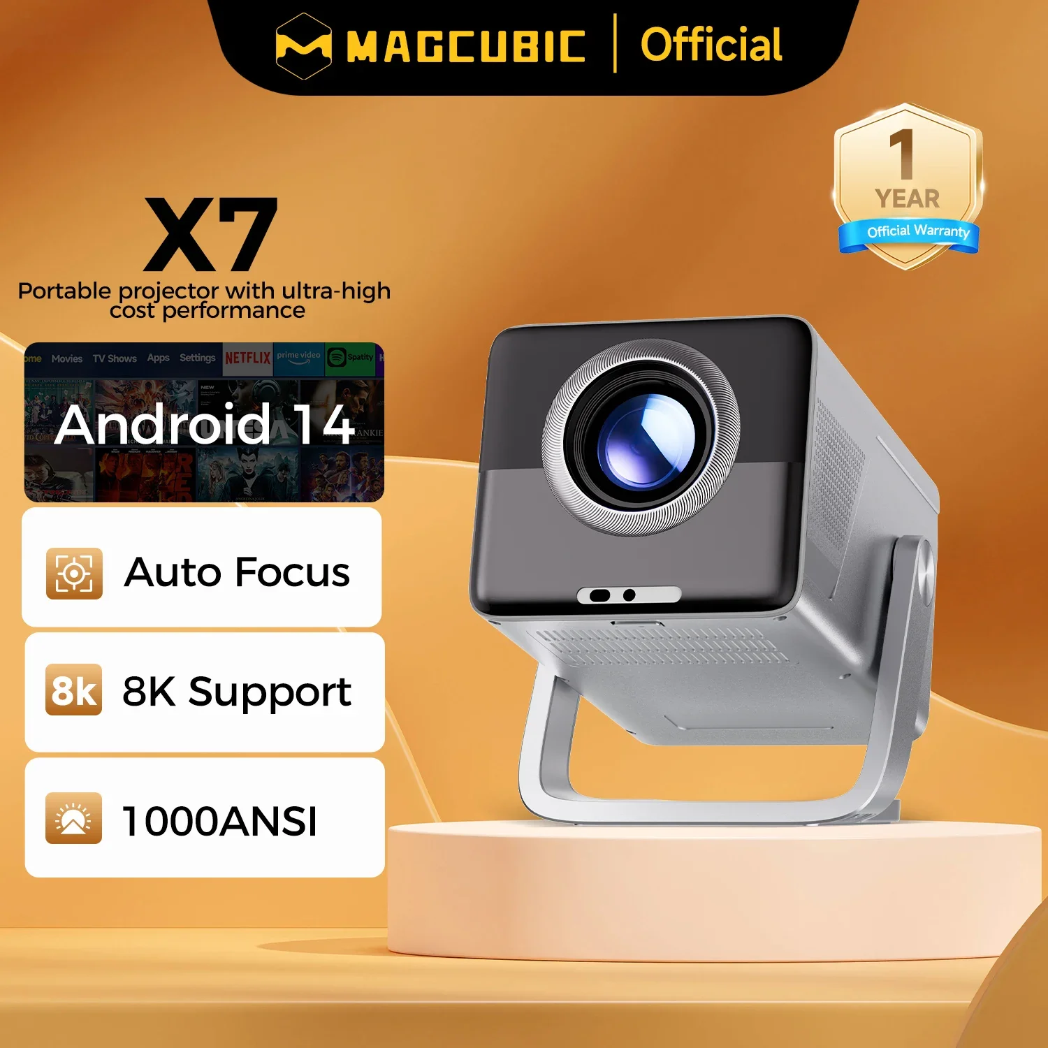 알리 Magcubic X7 프로젝터 - 1080P 1000안시 안드로이드14 가성비 홈시어터 추천