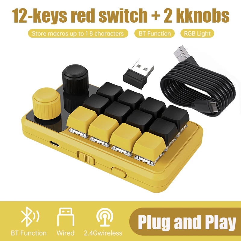 프로그래밍 매크로 사용자 정의 손잡이 키보드 RGB 3 키 복사 붙여 넣기 미니 버튼 Photoshop 게임 키패드 기계식 핫스왑 매크로 패드