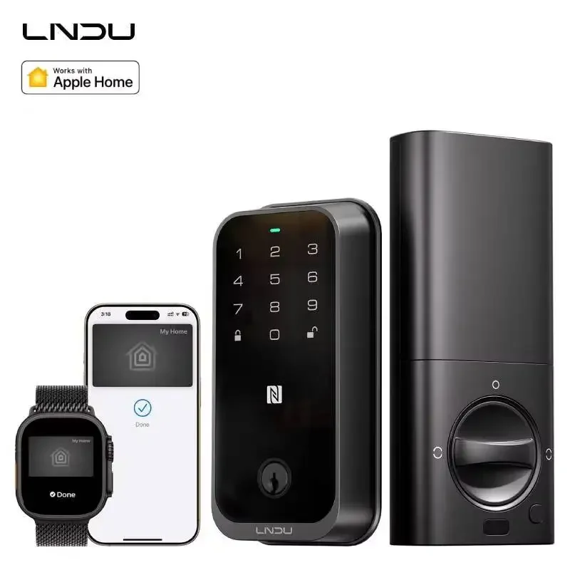 LNDU 스마트 잠금 장치 HK01 지문 열쇠가 없는 출입 도어 잠금 장치 Apple HomeKit Siri 지원 쉬운 설치 잠금 해제하는 여러 가지 방법