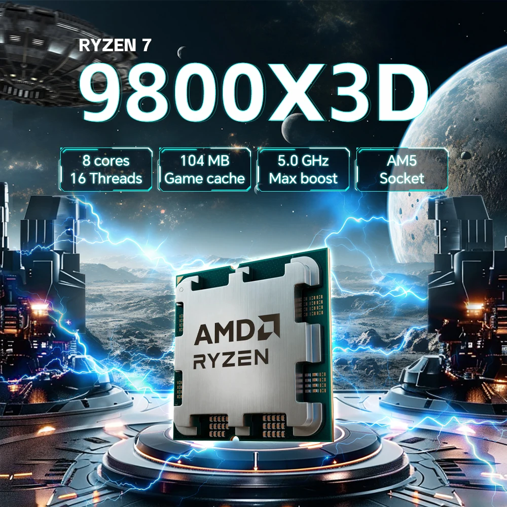 【브랜드+】AMD R7 9800X3D 라이젠 ™   7 9800X3D 신형 프로세서, 8코어/16스레드 120W 최대 5.2GHz, L3=96M 소켓 AM5(쿨러 미포함)