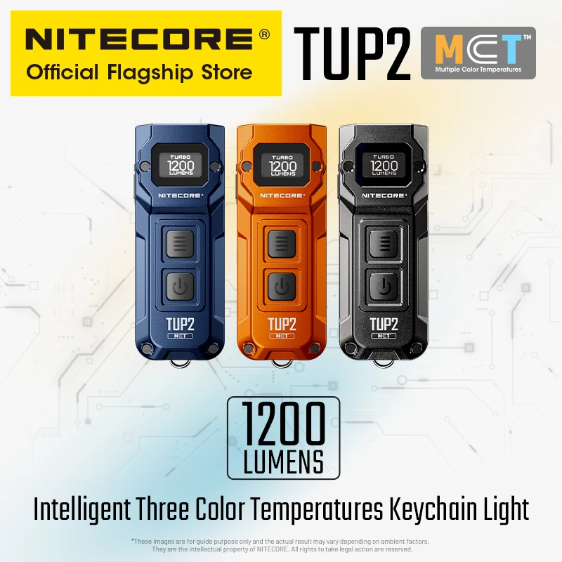 NITECORE TUP2 EDC 키체인 라이트 미니 USB-C 충전식 손전등 1200 루멘 쿨 화이트 뉴트럴 화이트 웜 라이트 캠핑용