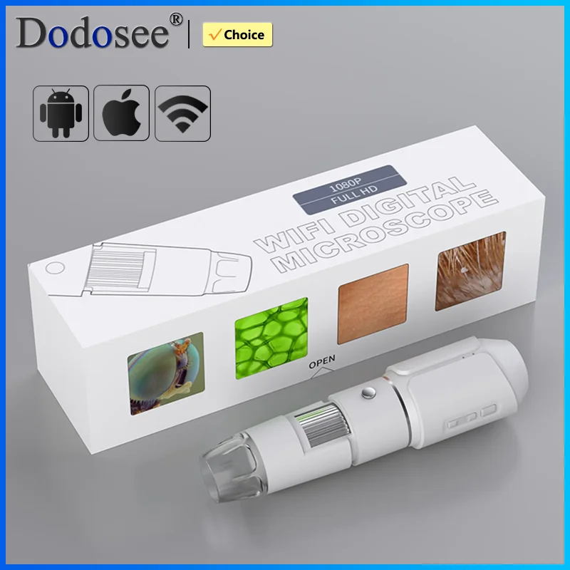 도도시 1600X 와이파이 디지털 현미경 1080P HD 비디오 휴대용 현미경 피부 검사 카메라 아이폰 안드로이드 확대경