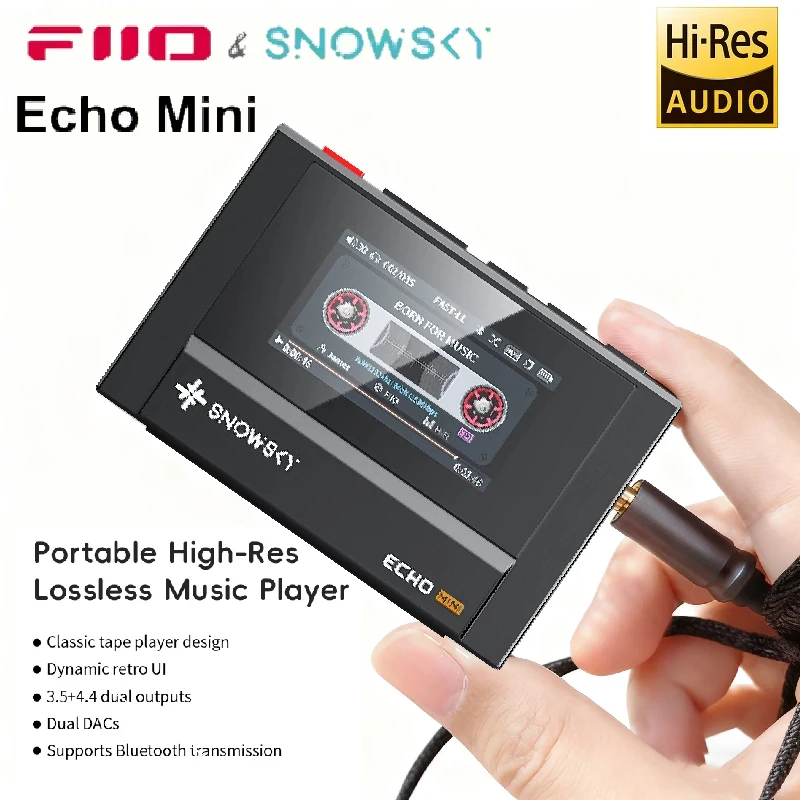 핫 세일 FiiO 스노우스카이 에코 미니 하이파이 블루투스 MP3 워크맨 순수 음악 플레이어 15시간 재생 3.5mm 4.4mm 헤드폰 출력