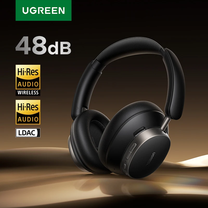 UGREEN Studio Pro 48dB ANC 무선 헤드폰 오버이어 Bluetooth 이어폰 능동형 소음 제거 고해상도 LDAC 120h 재생 시간