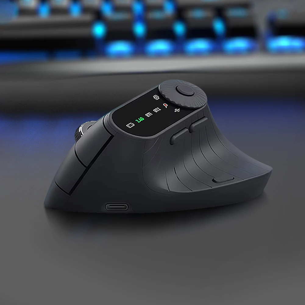 수직 인체공학적 마우스 충전식 블루투스 호환 +2.4GHz 1000/1200/1600/2400 DPI 노트북 노트북 PC 맥북 윈도우용