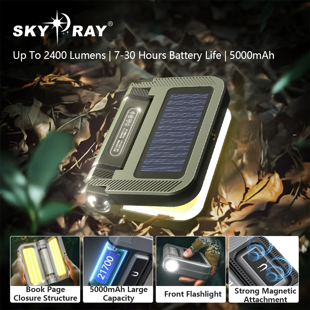 SKYRAY LED 캠핑 라이트 3000mAh 휴대용 텐트 랜턴 2400LM 비상 방수 야외 매달려 조명 조명 잔디 램프