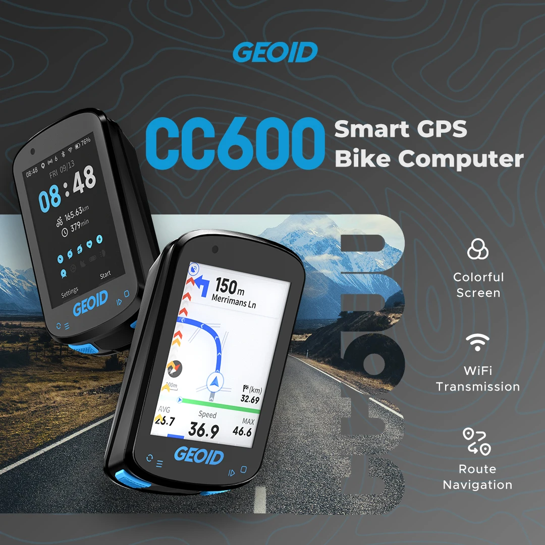 GEOID CC600 컬러 스크린 자전거 컴퓨터 스마트 내비게이션 GPS 무선 자전거 속도계 WIFI ANT + 11 개 언어 사이클링 주행 거리계