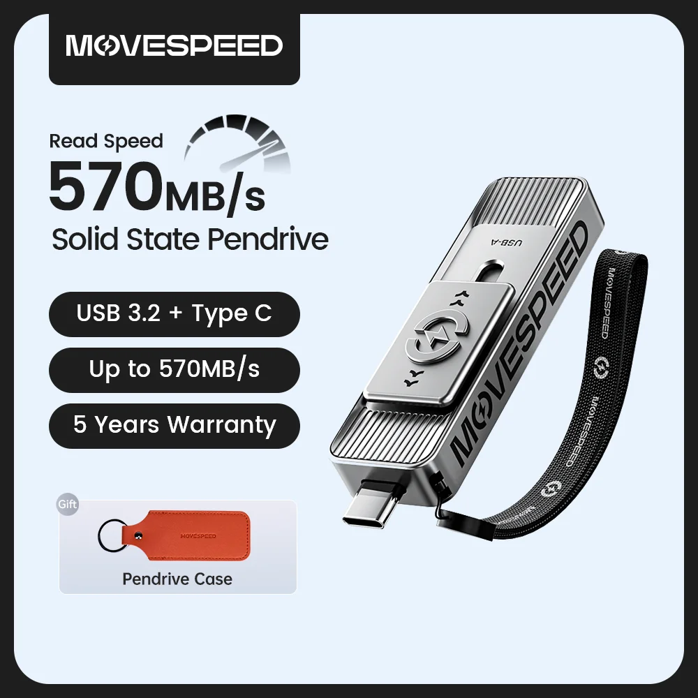 MOVESPEED SP05 570MB/s USB C타입 플래시 드라이브 2TB 1TB 512GB 256GB 128GB OTG USB 3.2 Gen 2 펜드라이브 (아이폰 15/16 노트북 PC용)