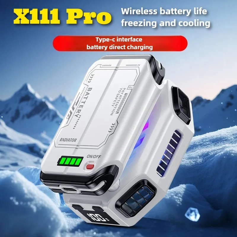 X111 Pro 휴대폰 마그네틱 반도체 쿨링 라디에이터 7단 속도 제어 내장 1800mAh 배터리 범용 PUBG 게임 쿨러