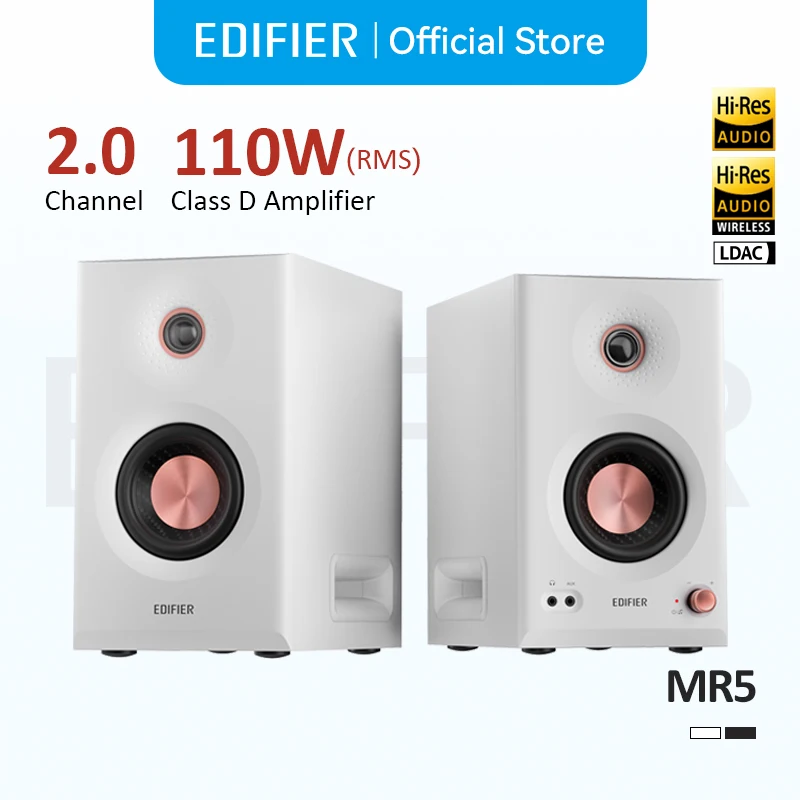 Edifier MR5 2.0 모니터 스피커 시스템 Bluetooth V6.0 LDAC 고해상도 무선 스피커 3방향 액티브 크로스오버 110W RMS