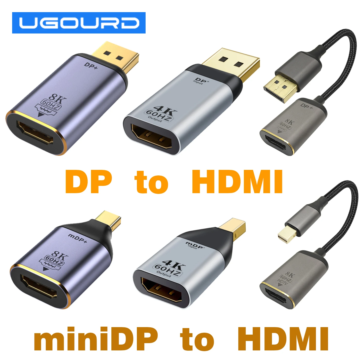 DP1.4-HDMI2.1 케이블 미니 DP 1.2-HDMI 2.0 비디오 어댑터 4K@60Hz 8K@60Hz PC 노트북 프로젝터 모니터용 DisplayPort 어댑터