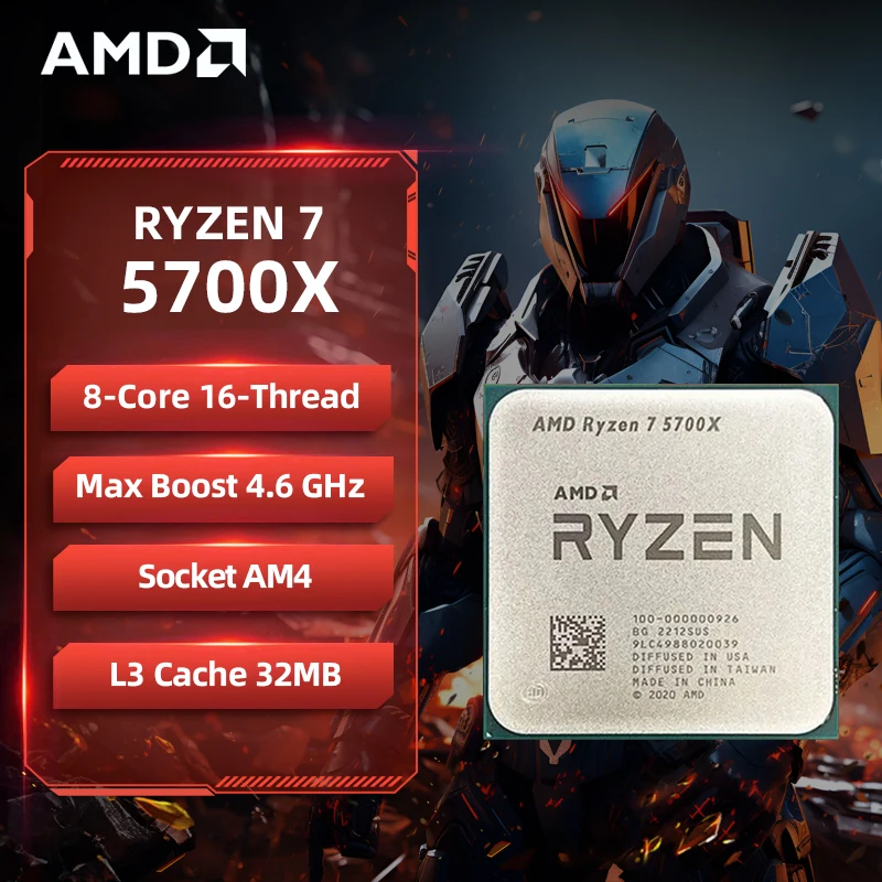 AMD 라이젠 7 5700X AMD R7 5700X CPU 8코어 16스레드 4.6GHz 언락 데스크탑 프로세서 소켓 AM4 게이밍 CPU (패키지 미포함)