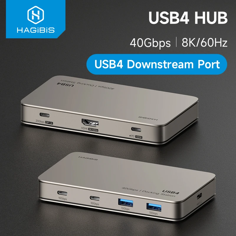 하기비스 USB4 도킹 스테이션 USB C 트리플 디스플레이 허브 썬더볼트 4/5 호환 40Gbps 8K 도크 맥북 프로 에어 노트북용