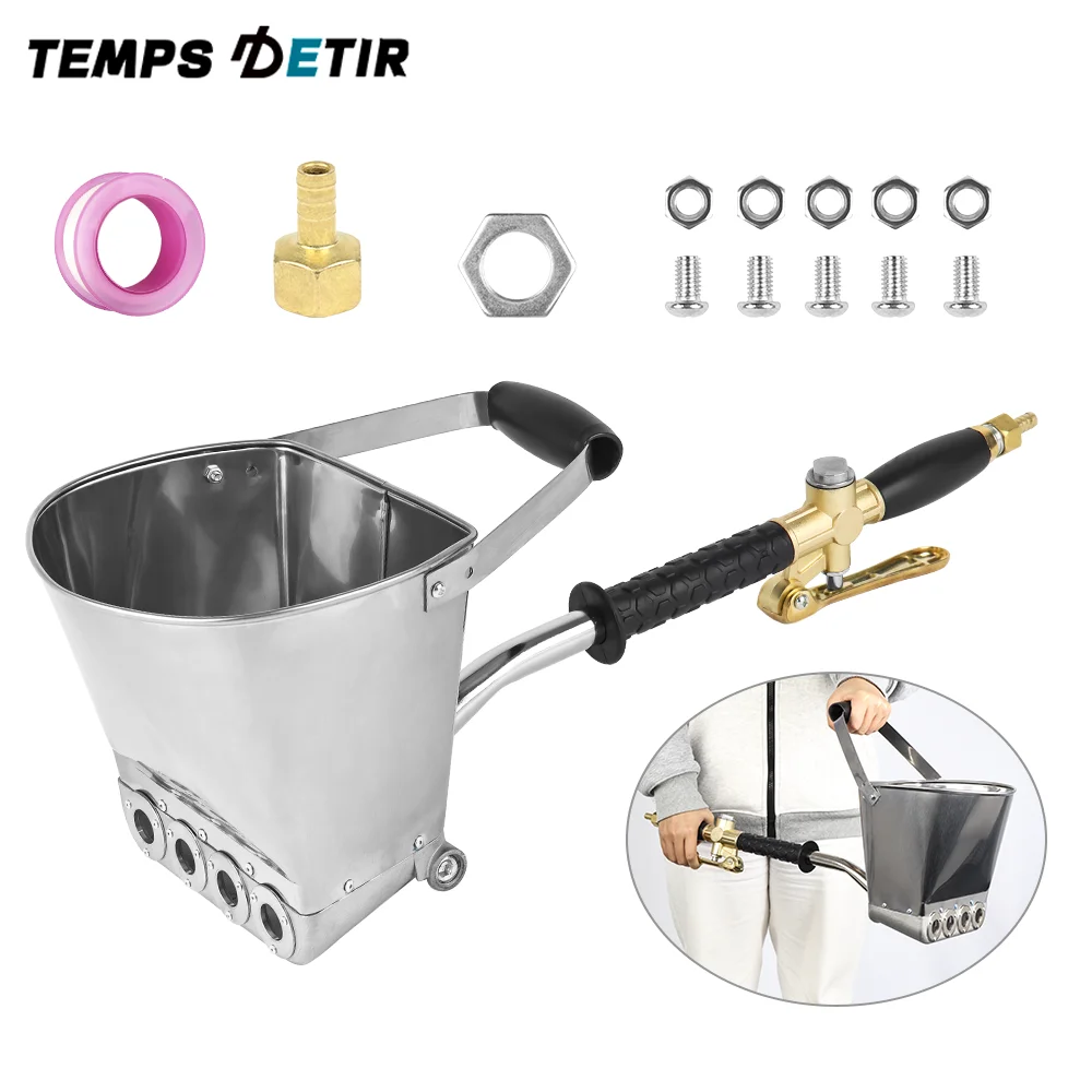 4 구멍 고품질 전문가, 시멘트 스프레이 건, 홈 시멘트 모르타르 스프레이 건, 대형 호퍼가있는 석고 분무기, 공기 모르타르 분무기, 벽 장식에 적합, 패키지 빠른 배송