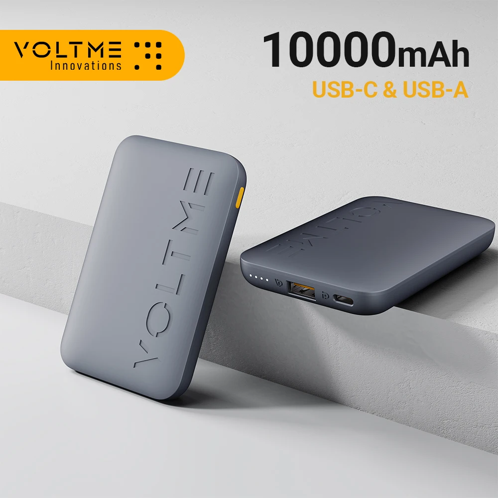 VOLTME Hypercore 10K 휴대용 충전기 보조베터리 10000mAh 배터리 팩(USB-C 및 USB-A 포트 포함) iPhone 15용 22.5W 고속 충전