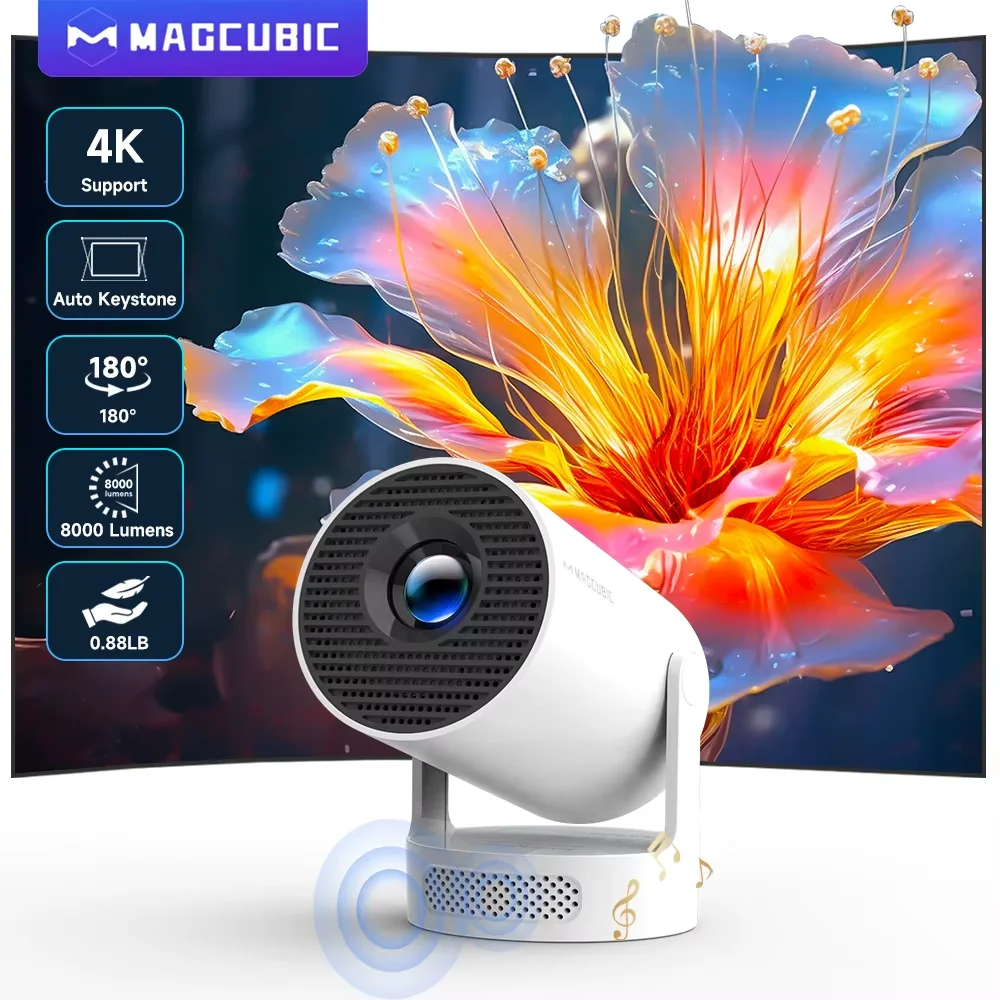 Magcubic 8K Wifi6 프로젝터 290ANSI 안드로이드 14 듀얼 WIFI 올위너 H726 BT5.0 1280*720P 홈 시네마 야외 휴대용 HY300 Pro +