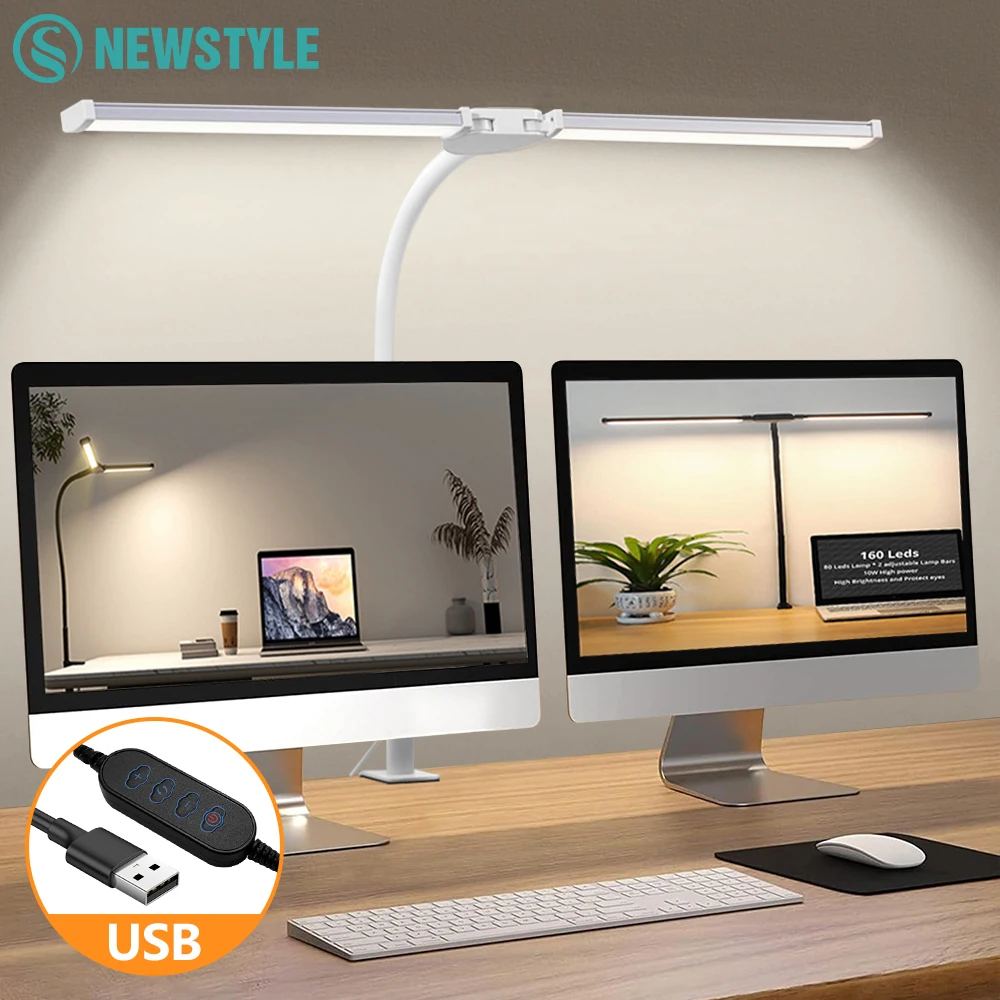 사무실 및 가정용 LED 눈 보호 데스크 램프, 클램프가 있는 건축가용 램프, 접이식 조명 팔, 유연한 구즈넥 스터디 테이블 램프