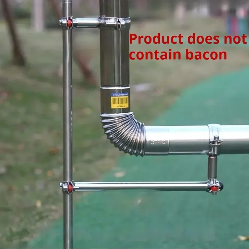 더블 헤드 화로 지지대 편리한 스테인리스 스틸 굴뚝 지지대 다기능 조절 가능한 야외 스토브 액세서리