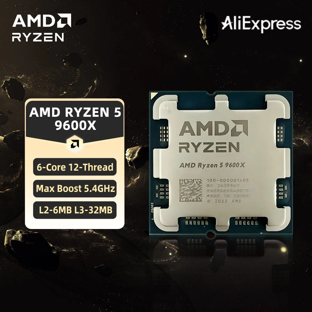 AMD Ryzen 5 9600X CPU 최대 부스트 최대 5.4GHz 6코어 12스레드 소켓 AM5 데스크탑 게이밍 프로세서(패키지 없음)