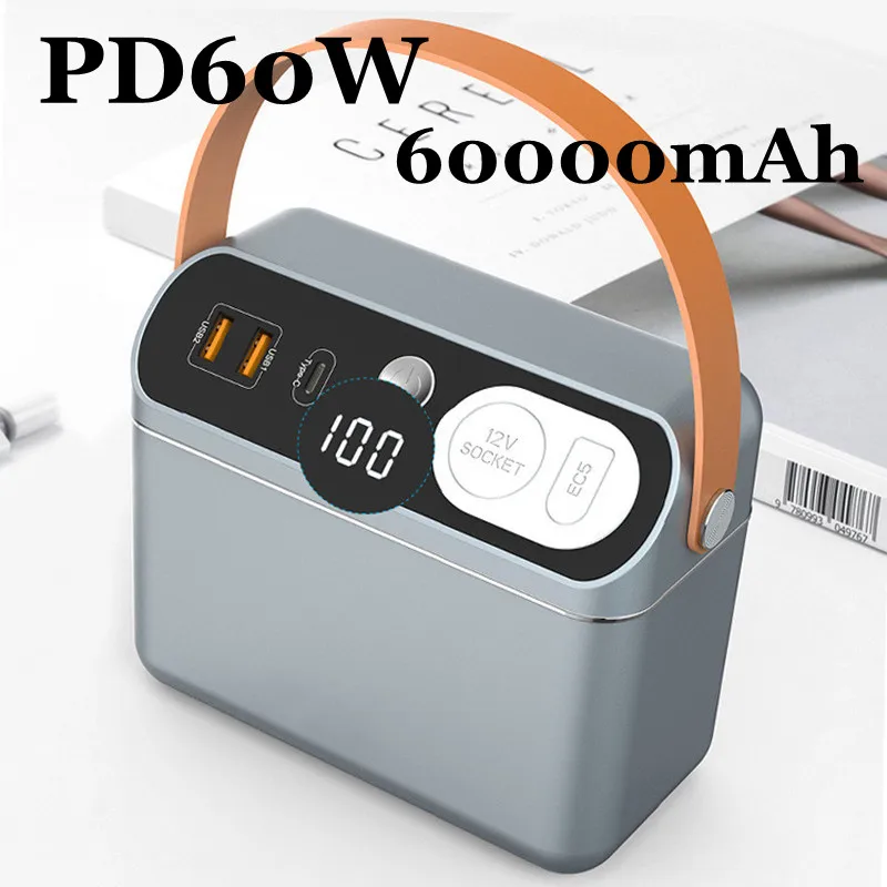 150W 휴대용 발전소 60000mAh 222Wh 점프 스타터 캠핑 전원 은행 PD 60W 충전기 자동차 부스터 야외 시작 장치