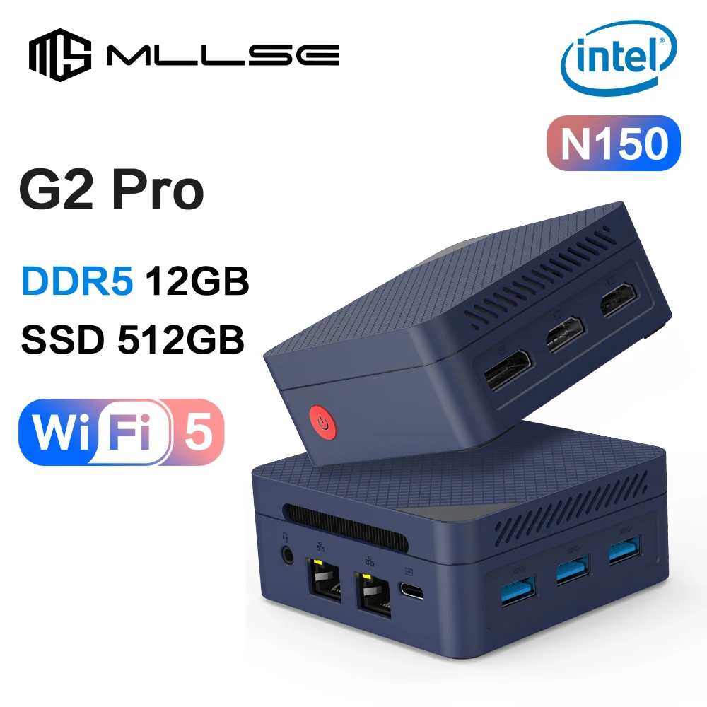 MLLSE G2 프로 미니 PC 인텔 트윈 레이크 N150 프로세서, LPDDR5, 12GB RAM, 512GB ROM, 윈도우 11 프로, 와이파이 5, BT5.2 데스크탑 컴퓨터