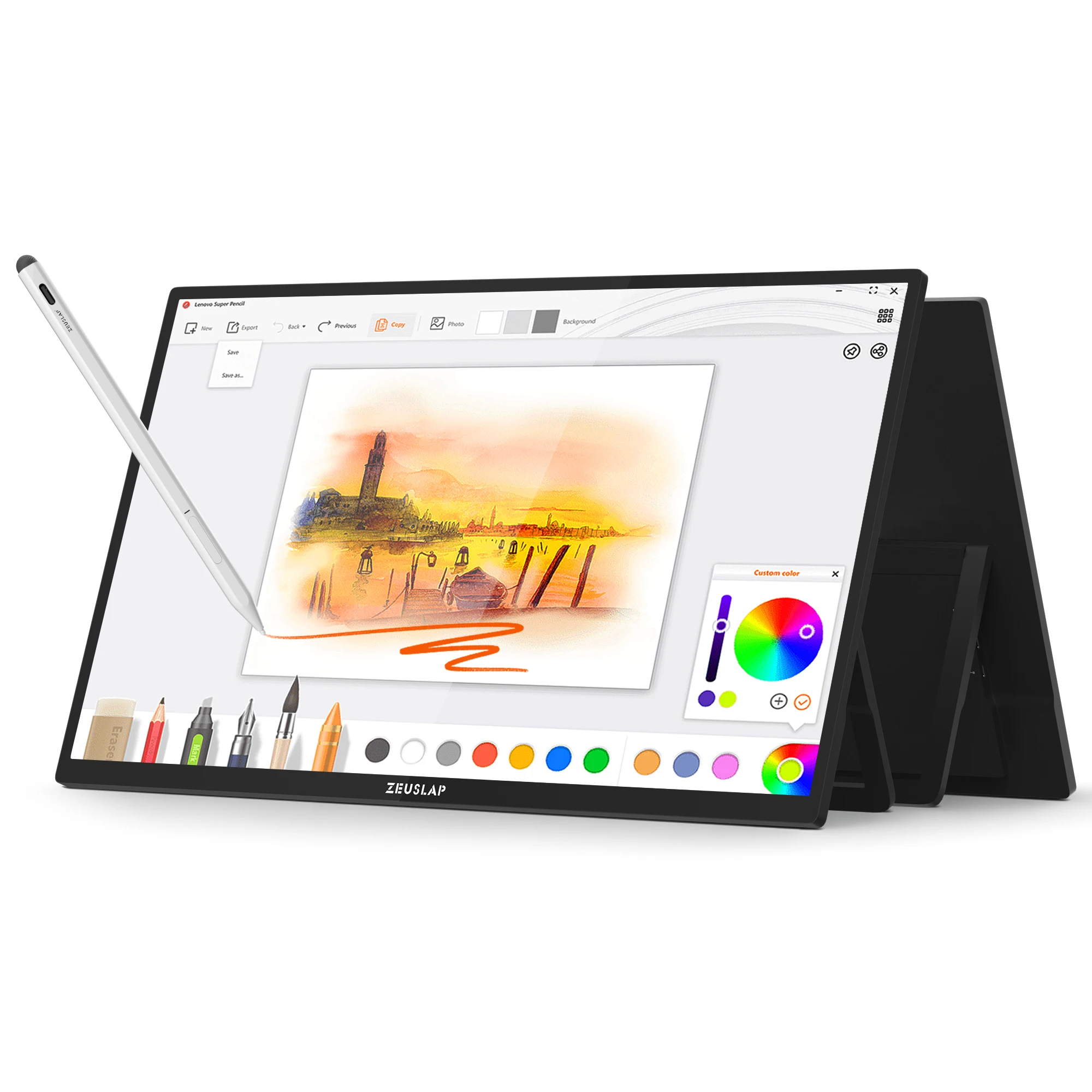 ZEUSLAP 22 "QHD 스타일러스 펜 터치 기능 PC 노트북 용 눈부심 방지 표면 데스크탑 모니터 두 번째 화면 사무실 디자인 모니터