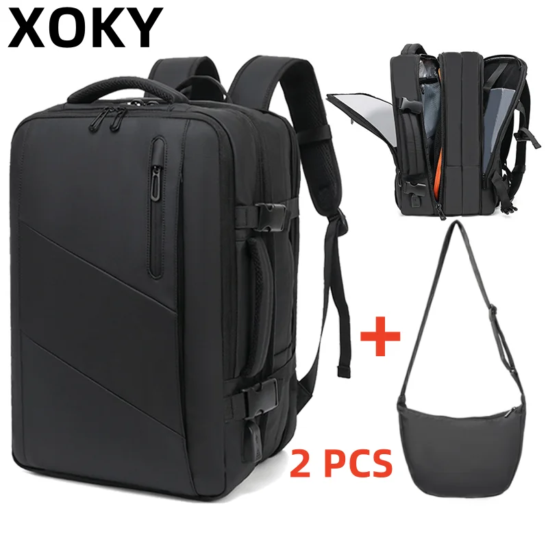 XOKY 2PCS 비즈니스 여행 배낭 15.6 인치 40L USB 충전 대용량 방수 여행 배낭 2101