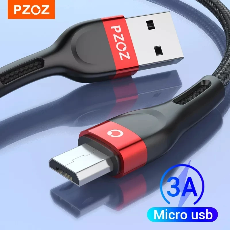 PZOZ-마이크로 USB 고속 충전 케이블, 1M/2M/3M, 삼성 S7, 샤오미, 레드미 노트 5 프로, 안드로이드 휴대폰용 데이터 코드