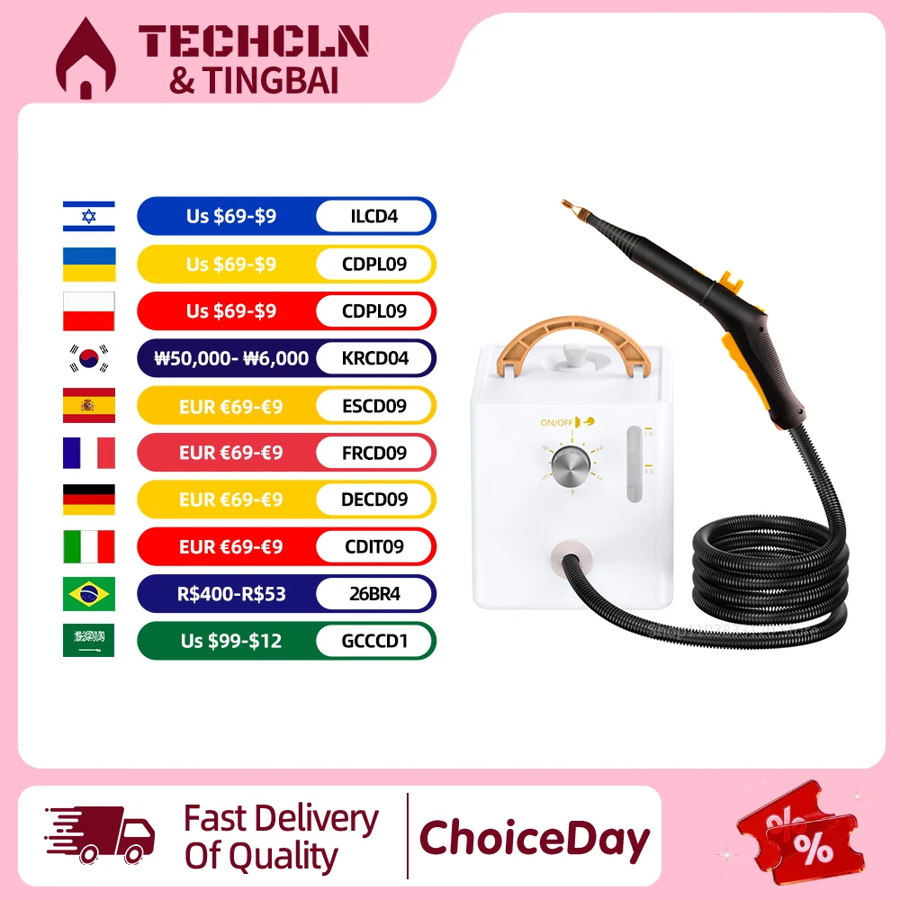 2600W 전기 고온 및 압력 스팀 청소, 1000ml 대용량 물 탱크, 6단계 속도 조절 가능 압력