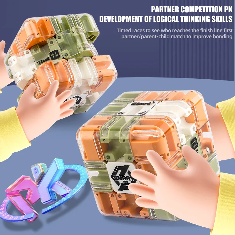 3D 미로 매직 큐브 Fidgeting 장난감 어린이 미로 크리 에이 티브 퍼즐 지능 큐브 논리적 사고 안티 스트레스 교육 완구