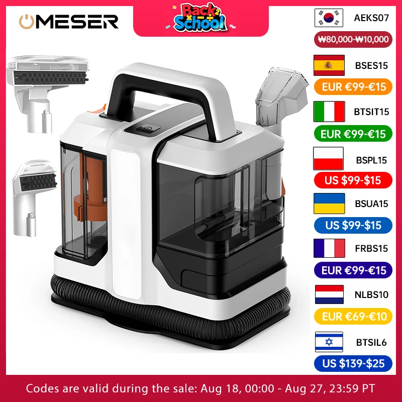 OMESER 핸드 헬드 카펫 청소기, 진공 청소기, 스프레이 흡입 통합 기계, 청소 기계, 15Kpa, 450W, 750W