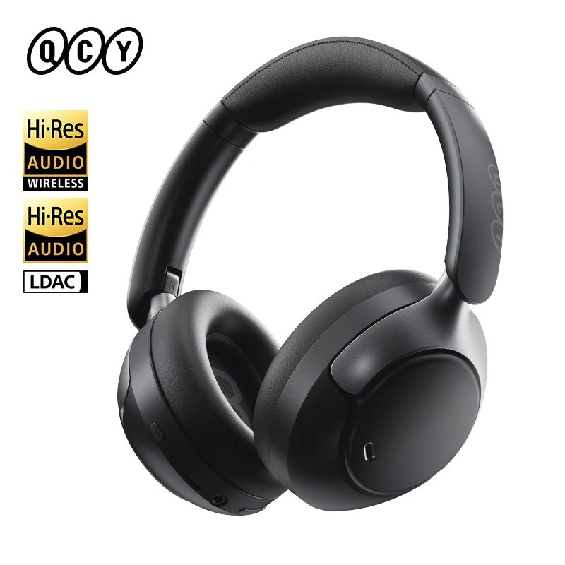 QCY H3 Pro ANC 무선 헤드폰 50dB 소음 차단 LDAC Bluetooth 5.4 오버이어 헤드셋이 포함된 고해상도 공간 오디오 이어폰