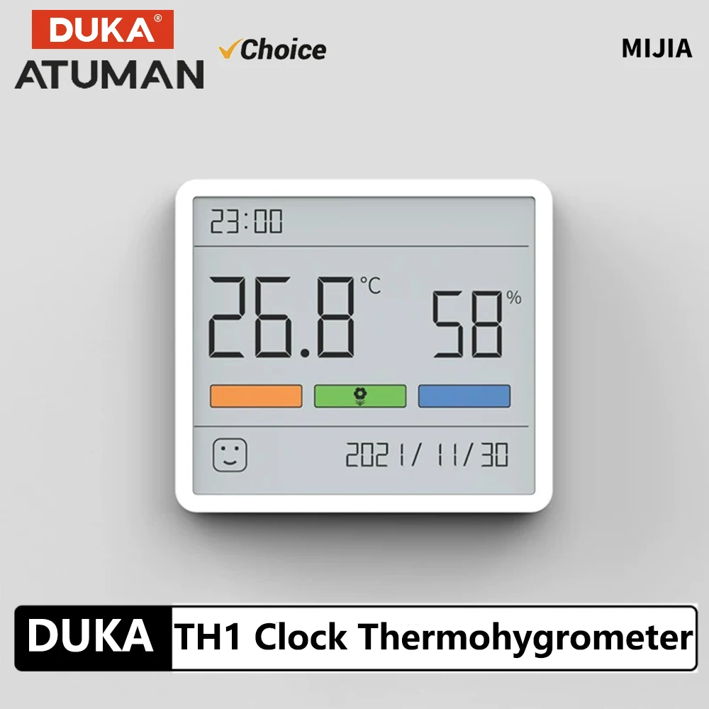 새로운 DUKA Atuman LCD 전자 디지털 온도 습도 측정기 시계 실내 실외 온도계 습도계 날씨 센서