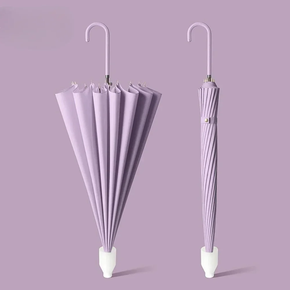 방수 케이스 포함 긴 손잡이 우산, 새로운 디자인, 16k 핸드 우산, 퓨어 컬러, 크리에이티브 롱 스트레이트 우산