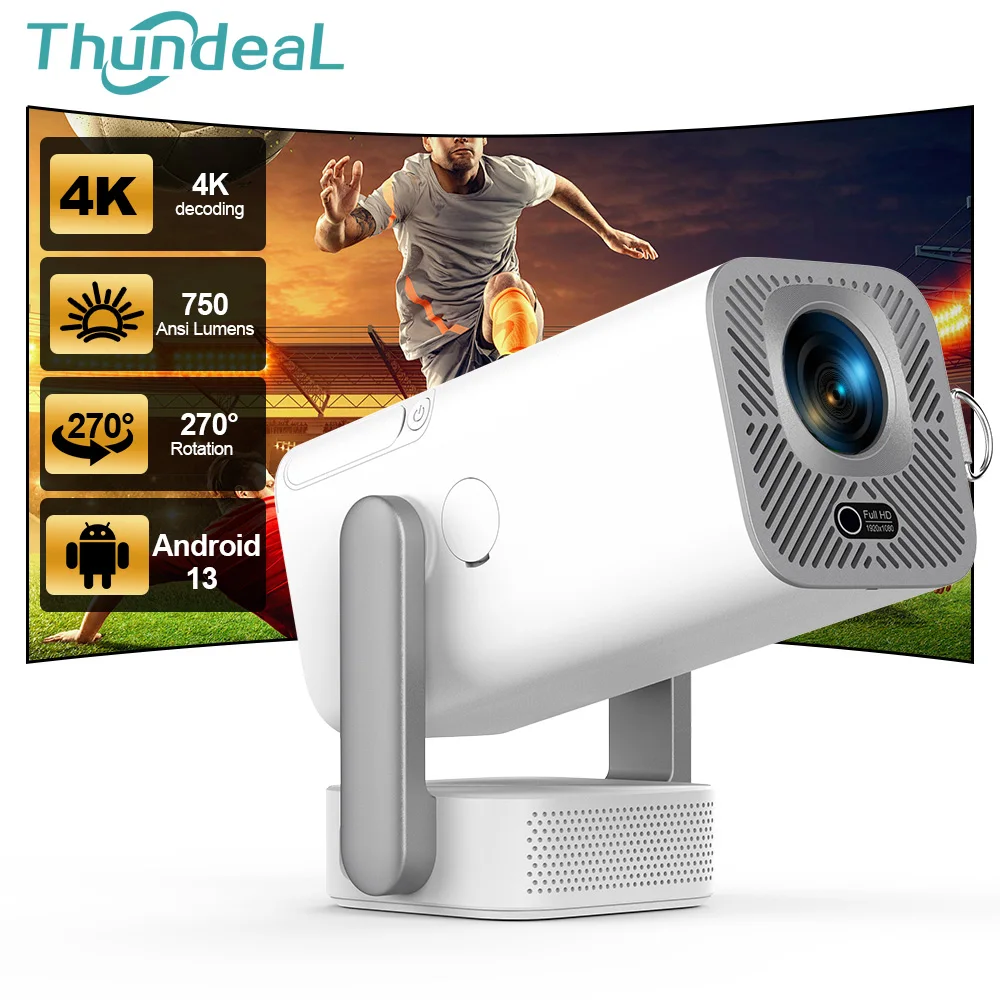 ThundeaL 4K 풀 HD 프로젝터 TD80 Pro 안드로이드 WiFi 3D 8W 스피커 홈 시어터 TD80Pro 휴대용 빔 미니 프로젝터 PK TD80W